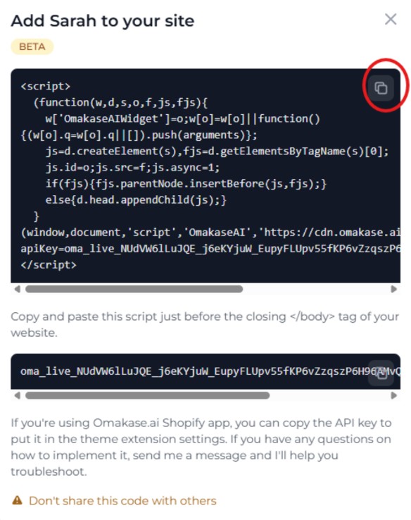 Copy the widget code